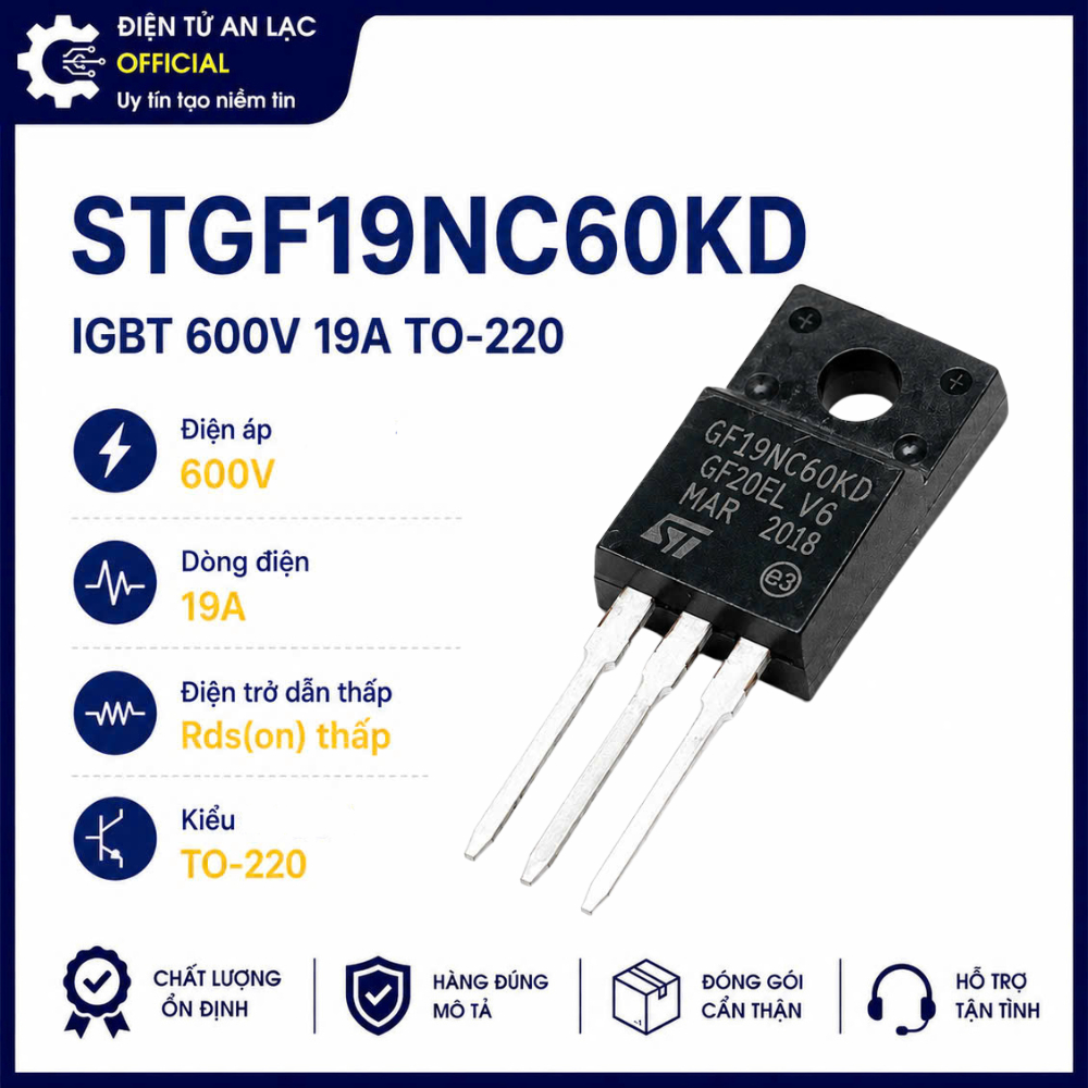 [2 cái] IGBT GF19NC60KD STGF19NC60KD 600V 20A kênh N TO-220F
