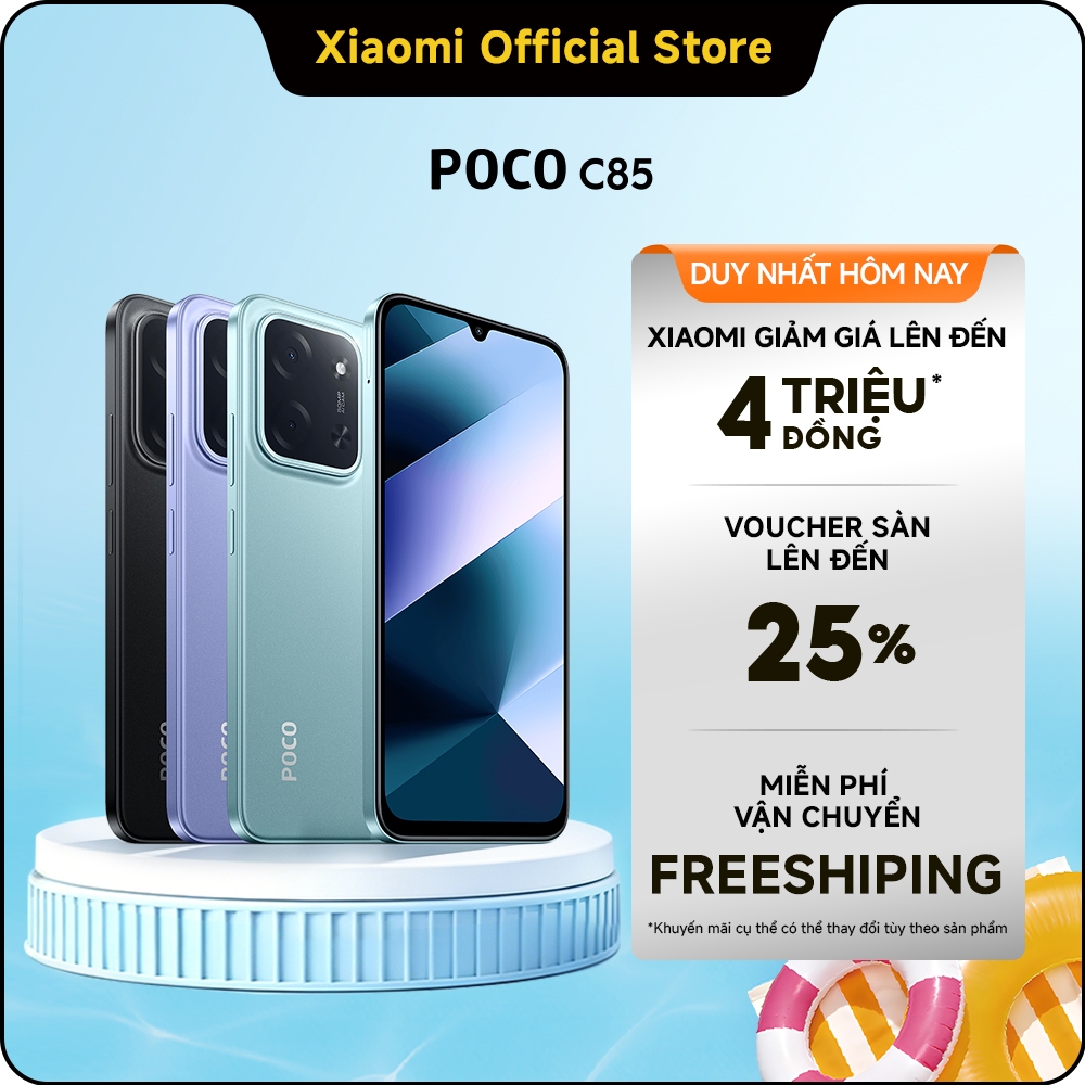 [New] POCO C85｜Pin khủng 6000mAh (typ)｜Lên đến 22 giờ xem video｜Màn hình lớn 6.9"sống động｜Sạc nhanh