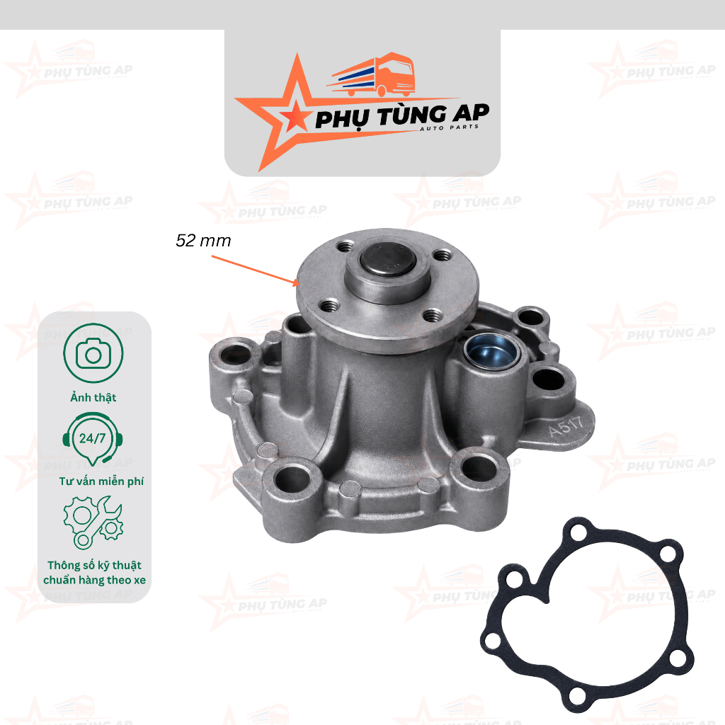 Bơm Nước Làm Mát cho dòng xe Teraco Star Euro5, xe tải nhẹ TERACO V6 và dòng động cơ JL474QAK.
