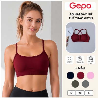 GEPO Áo Bra Thể Thao Nữ Hai Dây Có Mút Rời, Co Giãn 4 Chiều, Thoáng Khí, Thấm Hút Mồ Hôi GP247