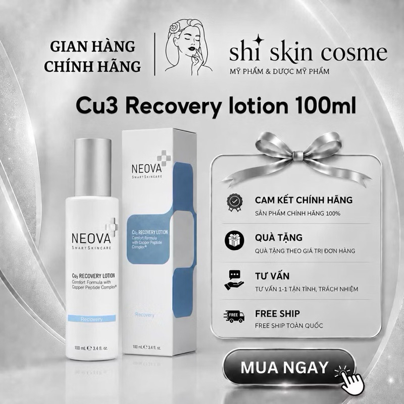 Sữa dưỡng peptide đồng phục hồi da tổn thương Neova Cu3 Recovery Lotion 100ml