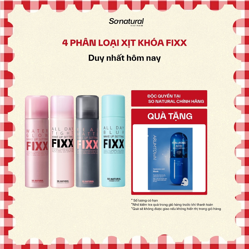 [75ML] Xịt Khóa Makeup Toàn Diện So Natural Phân Loại Theo Từng Loại Da All Day Tight - Real Matte - Water Glow
