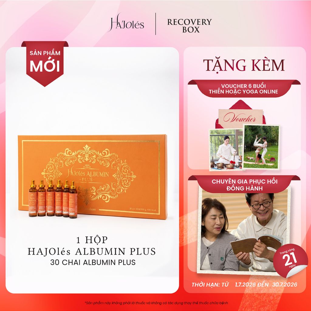 HAJOlés Albumin Plus (hộp 30 chai) - Thức Uống Phục Hồi Albumin Cao Cấp Nhập Khẩu Hàn Quốc