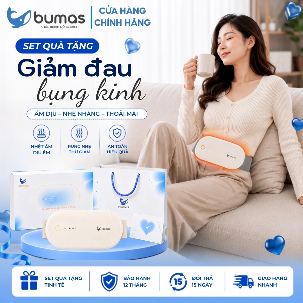 [Set Quà] Máy Massage Chườm Bụng Kinh BUMAS BU01 – Chườm Nóng, Giảm Đau, Gọn Nhẹ Dễ Mang Theo - Quà 