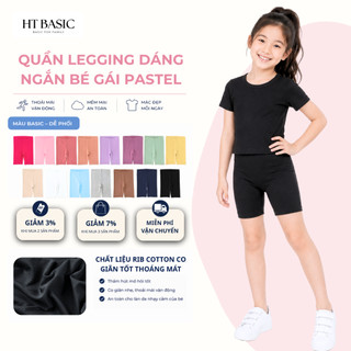 Quần legging đùi bé gái H&T chất vải rib cotton mềm mịn, co giãn cực tốt thoáng mát cho bé vui chơi thoải mái -QDBG017