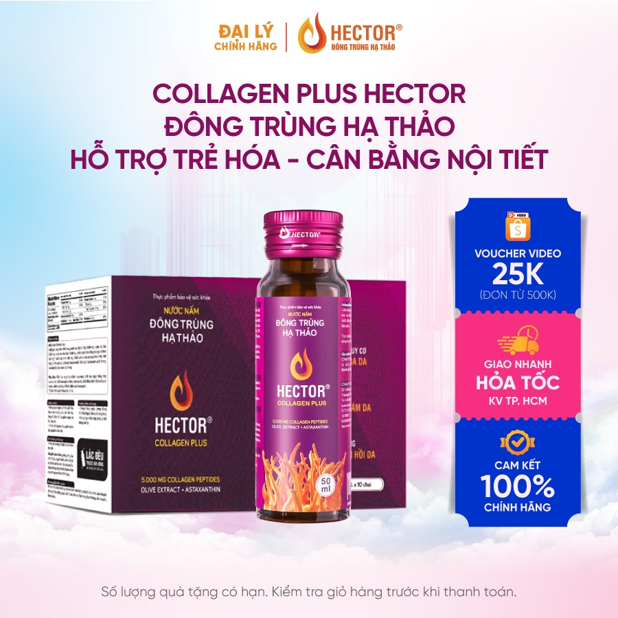 TPBSSK Nước Nấm Đông Trùng Hạ Thảo Hector Collagen Plus (hộp 10 chai)