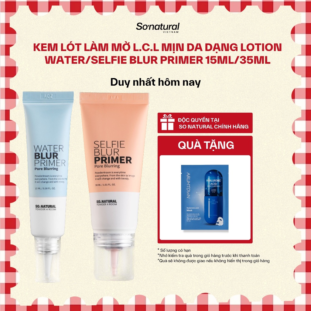 Kem Lót Làm Mờ l.c.l, Mịn Da, Hiệu Chỉnh Tone Da Theo Phân Loại Water - Selfie Blur Primer So Natural