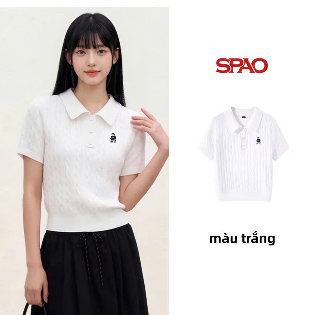(Chính Hãng) Áo polo len montergi gấu nữ hãng SPAO Newtag