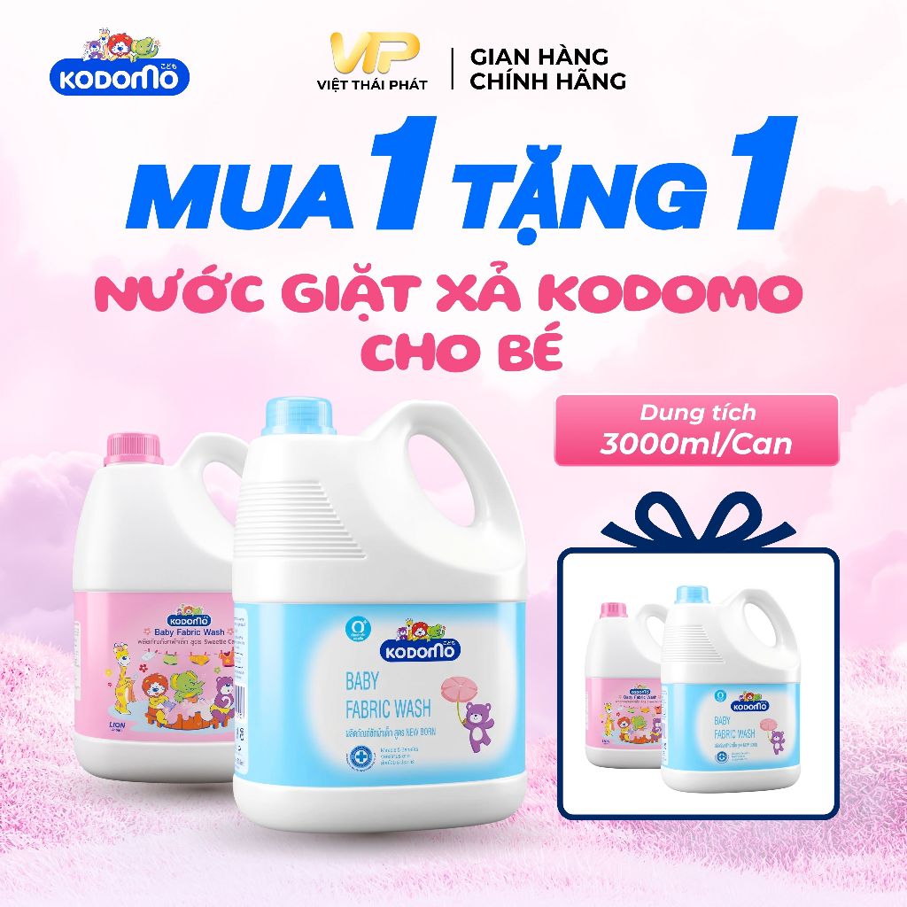 (Mua 1 tặng 1) Nước giặt xả KODOMO 3000ml an toàn cho bé