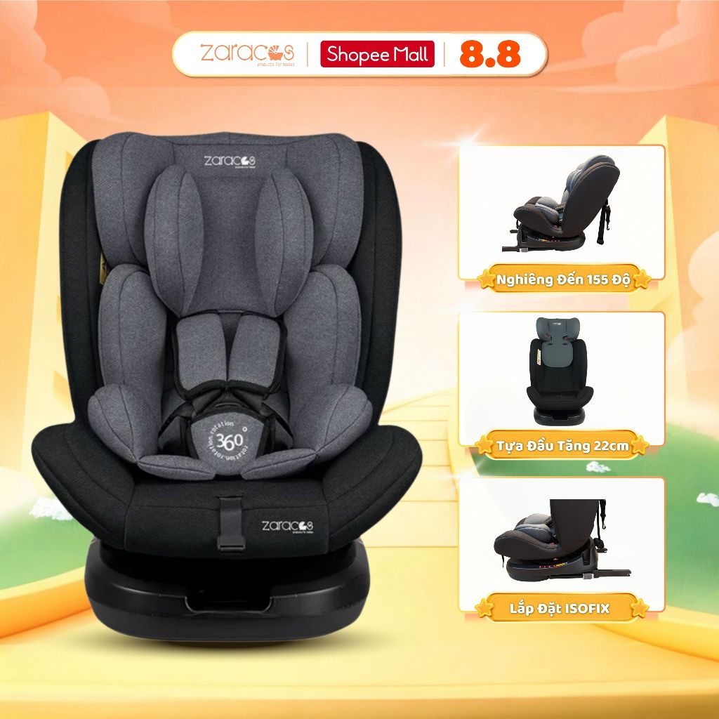 Ghế Ngồi Ôtô Cho Bé Zaracos Corvin 5406 – Xoay 360° Đạt Chuẩn An Toàn Cao Cấp Bảo Hành 3 Năm