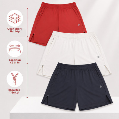 Quần Short Nam 2 Lớp LV26N03M312 Livan, Quần Đùi Nam Co Giãn Vận Động Thoải Mái, Chơi Thể Thao, Dã Ngoại