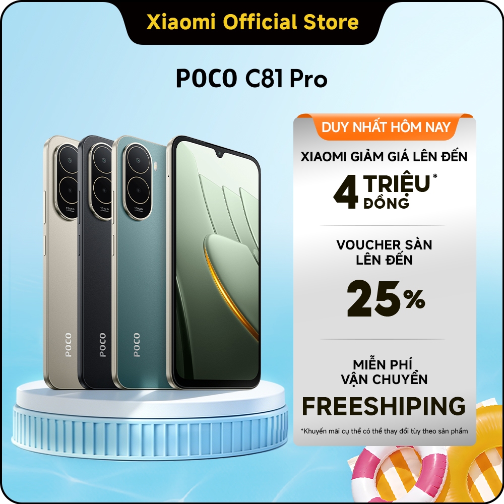 Điện thoại thông minh POCO C81 Pro (4GB+64GB| 4GB+128GB| 4GB+256GB) Pin khủng 6000 mAh