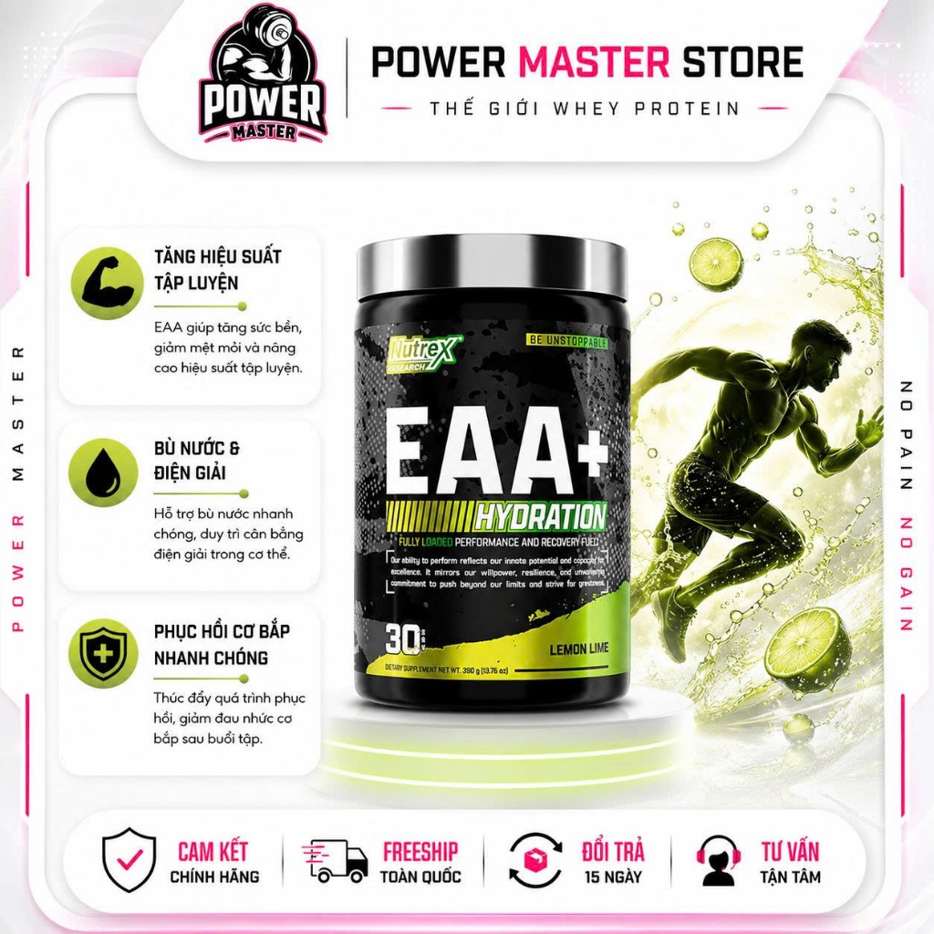 NUTREX EAA HYDRATION - BỔ SUNG EAA GIÚP PH Á T TR IỂ N, PHỤC HỒI C Ơ B Ắ P (30 LẦN DÙNG)