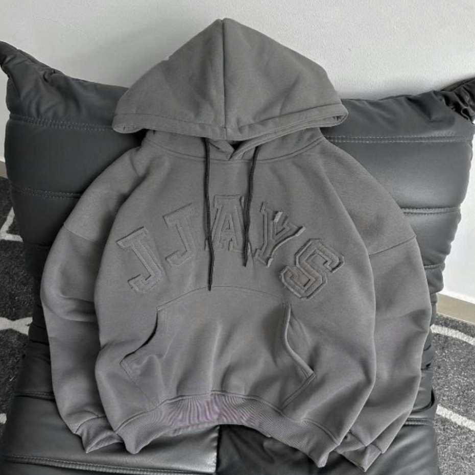 Áo khoác HOODIE BOXY thêu đắp vải JJAYS form rộng mũ to nam nữ unisex SSL