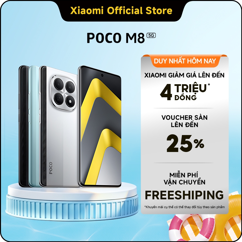 Điện thoại thông minh POCO M8 5G (8+256GB | 8+512GB)|Thiết kế cong 3D thanh mảnh chỉ 7.35mm|Màn hình
