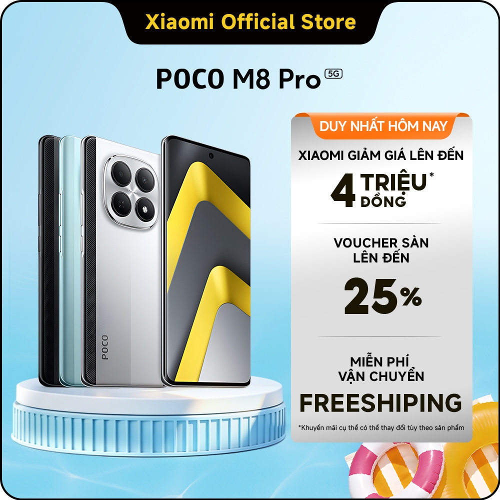 Điện thoại thông minh POCO M8 PRO 5G (8+256GB|12+512GB)|Pin 6.500mAh (typ) siêu lớn|Màn hình AMOLED 