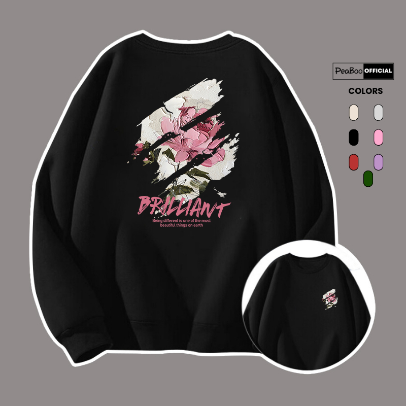 Áo Sweater Brilliant Nam Nữ By PEABOO Unisex Chất Nỉ Lót Bông Form Rộng