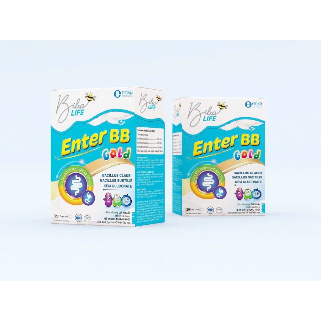 Enter BB Gold Men ống + Kẽm cho bé, Men vi sinh dành cho bé từ 6 tháng tuổi hộp 20 ống