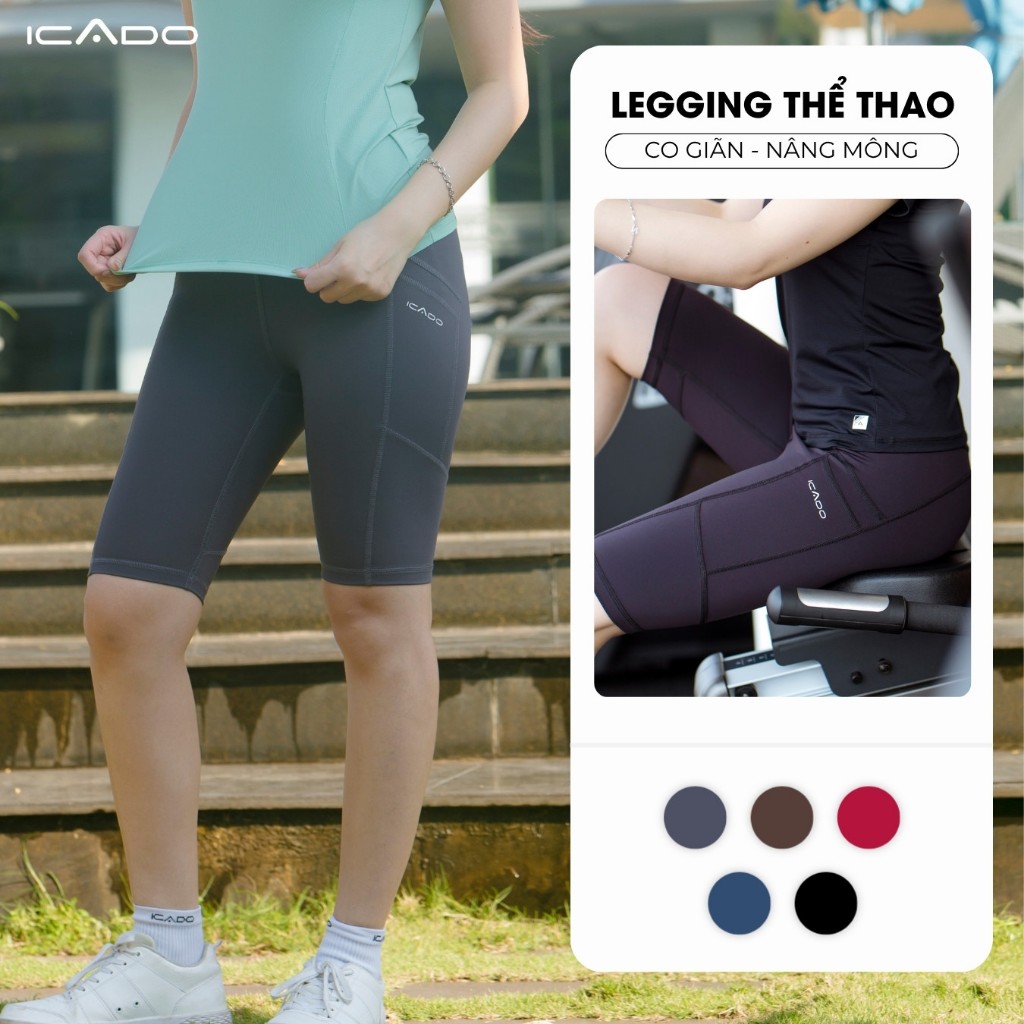 Quần Đùi Nữ Icado HT105 Tập Gym Yoga Chạy Bộ Thoáng Khí Co Giãn Tốt Tôn Dáng thế giới đồ tập