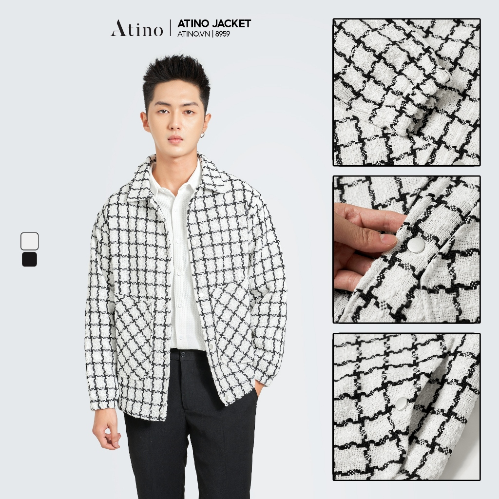 ATINO - Áo Khoác Dạ Tweed Nam Cổ Bẻ Cúc Kim Loại Dày Dặn Form Oversized Localbrand Unisex Hot Trend