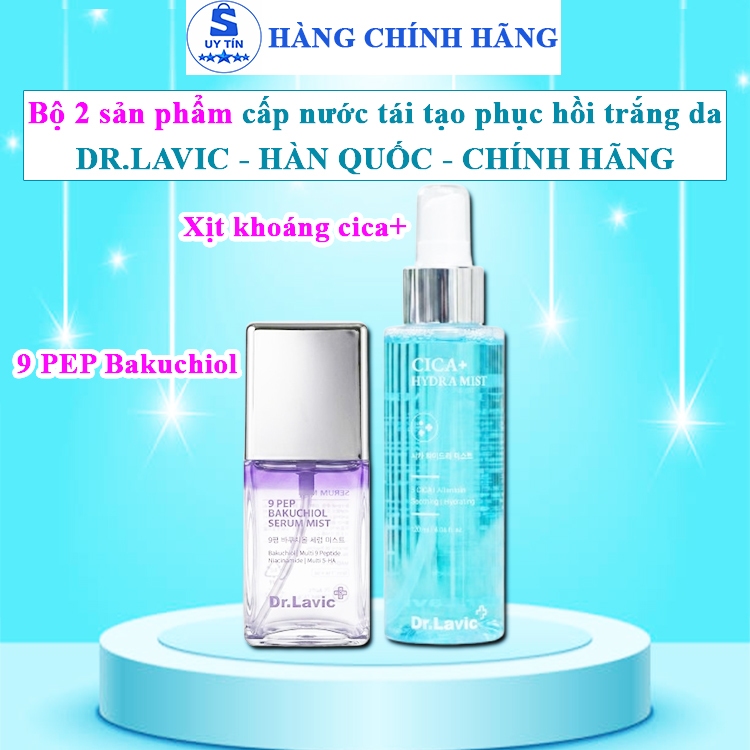 BỘ 2 Xịt dưỡng 9 pep bakuchiol Dr.lavic hàn quốc combo xịt khoáng cica+ drlavic chính hãng 9pep baku