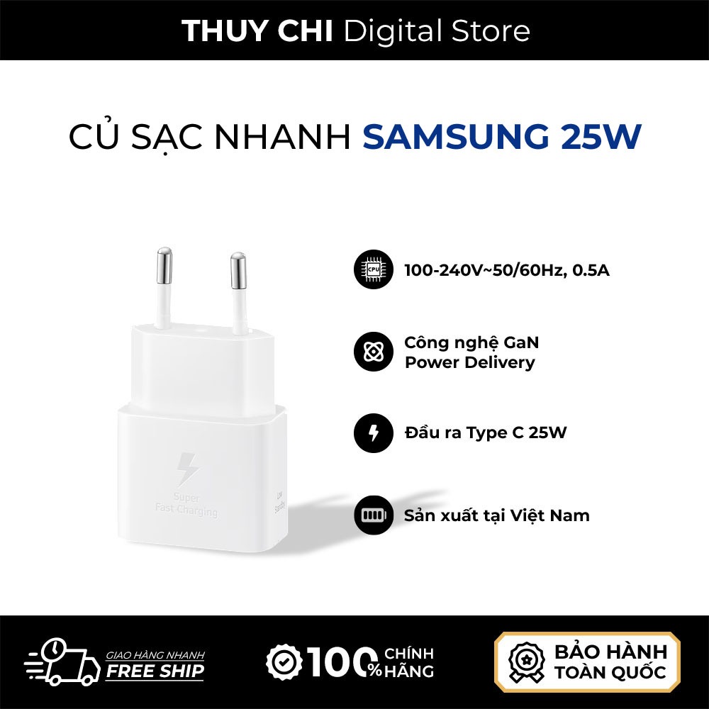 Sạc siêu nhanh Type-C 25W Samsung EP-T2510N - Hàng Chính Hãng Samsung Việt Nam