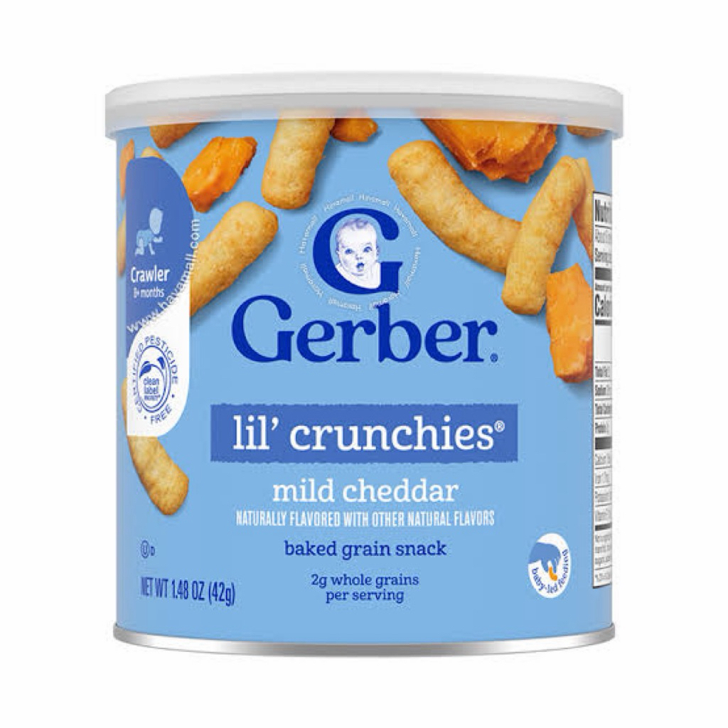 Bánh Ăn Dặm Gerber Lil' Crunchies Vị Phô Mai 42g - Geẻber Lil' Crunchies Mild Cheddar Baked Grain Sn