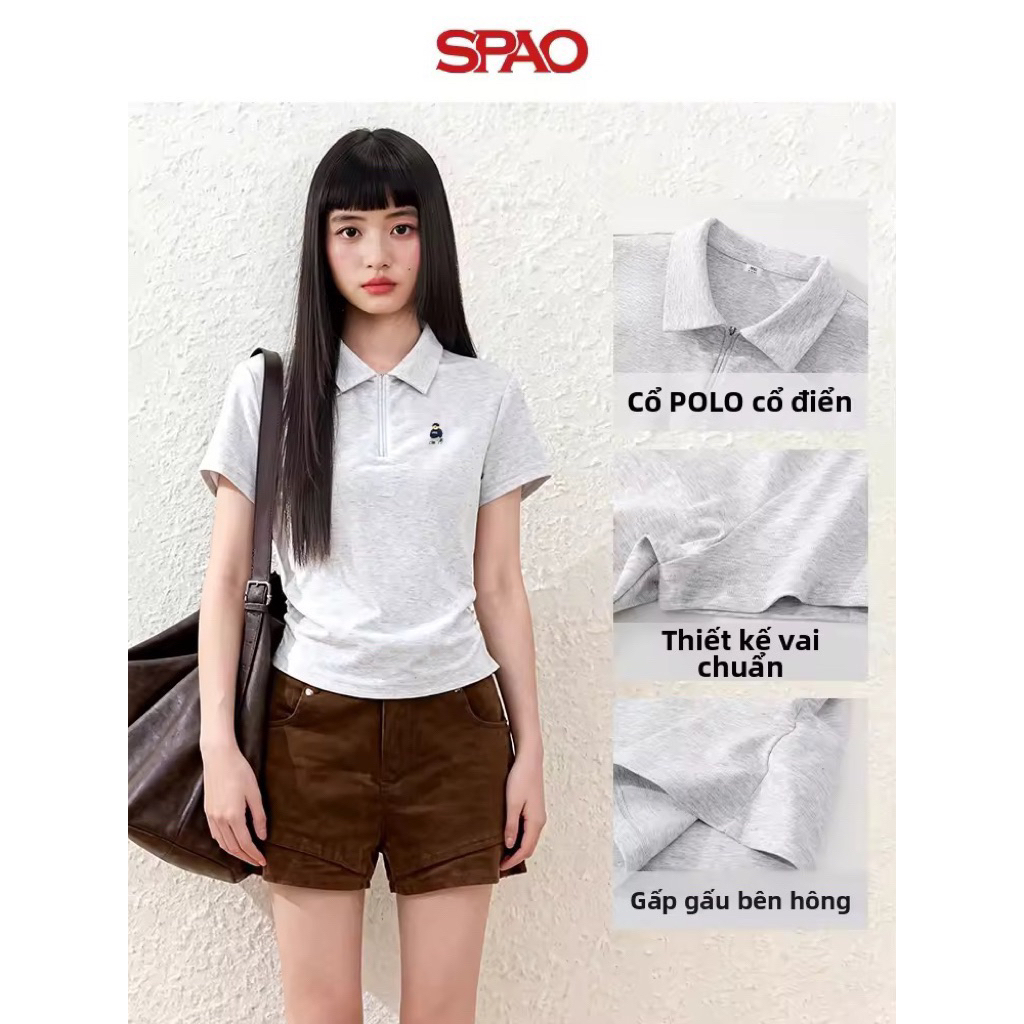 (Chính Hãng) Áo thun polo gấu nữ hãng SPAO newtag