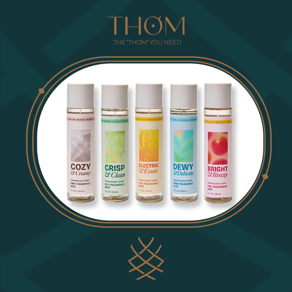 COZY & CREAM | CRISP & CLEAN | DEWY & DELICATE | BRIGHT | ELECTRIC & EXOTIC | THE NIGHT | Xịt Thơm B