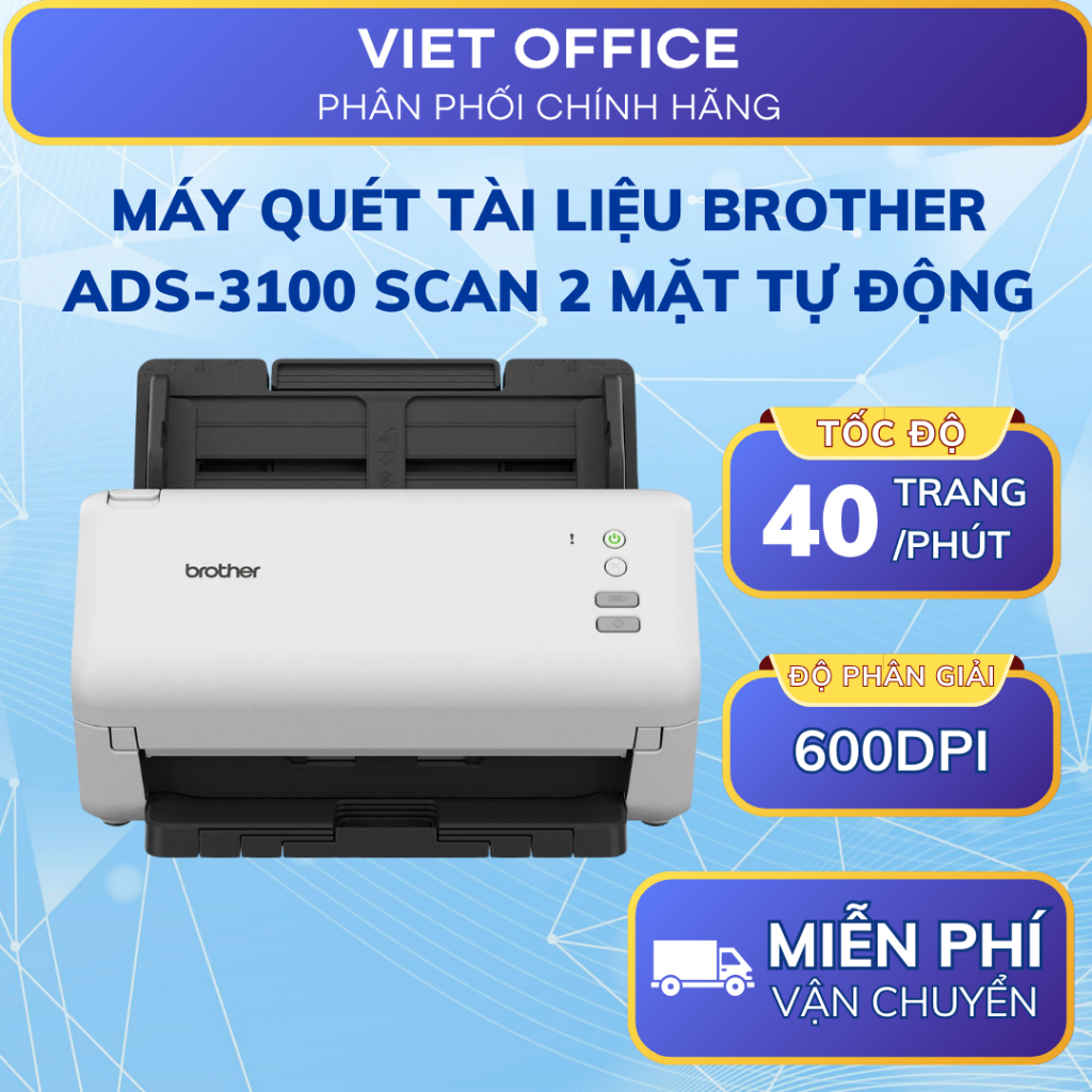 Máy Quét Tài Liệu Brother ADS-3100 Scan 2 Mặt Tự Động ADF 60 Tờ Chính Hãng