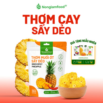 Thơm Sấy Dẻo Muối Ớt NONGLAMFOOD Dẻo Mềm Chua Cay Đậm Vị, Trái Cây Sấy Đồ Ăn Vặt Văn Phòng Túi 100g