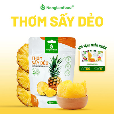 Thơm Sấy Dẻo NONGLAMFOOD Chuẩn Xuất Khẩu Chua Ngọt Tự Nhiên Đồ Ăn Vặt Trái Cây Sấy Dẻo Túi 100g