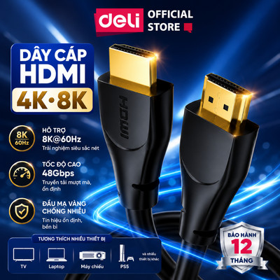 [HOẢ TỐC] Dây Cáp HDMI Deli HDMI 8K/60HZ HDMI 2.1 48Gbps Dành Cho TV LCD/Màn Hình Máy Chiếu HD/ Laptop PC PS5 Xbox