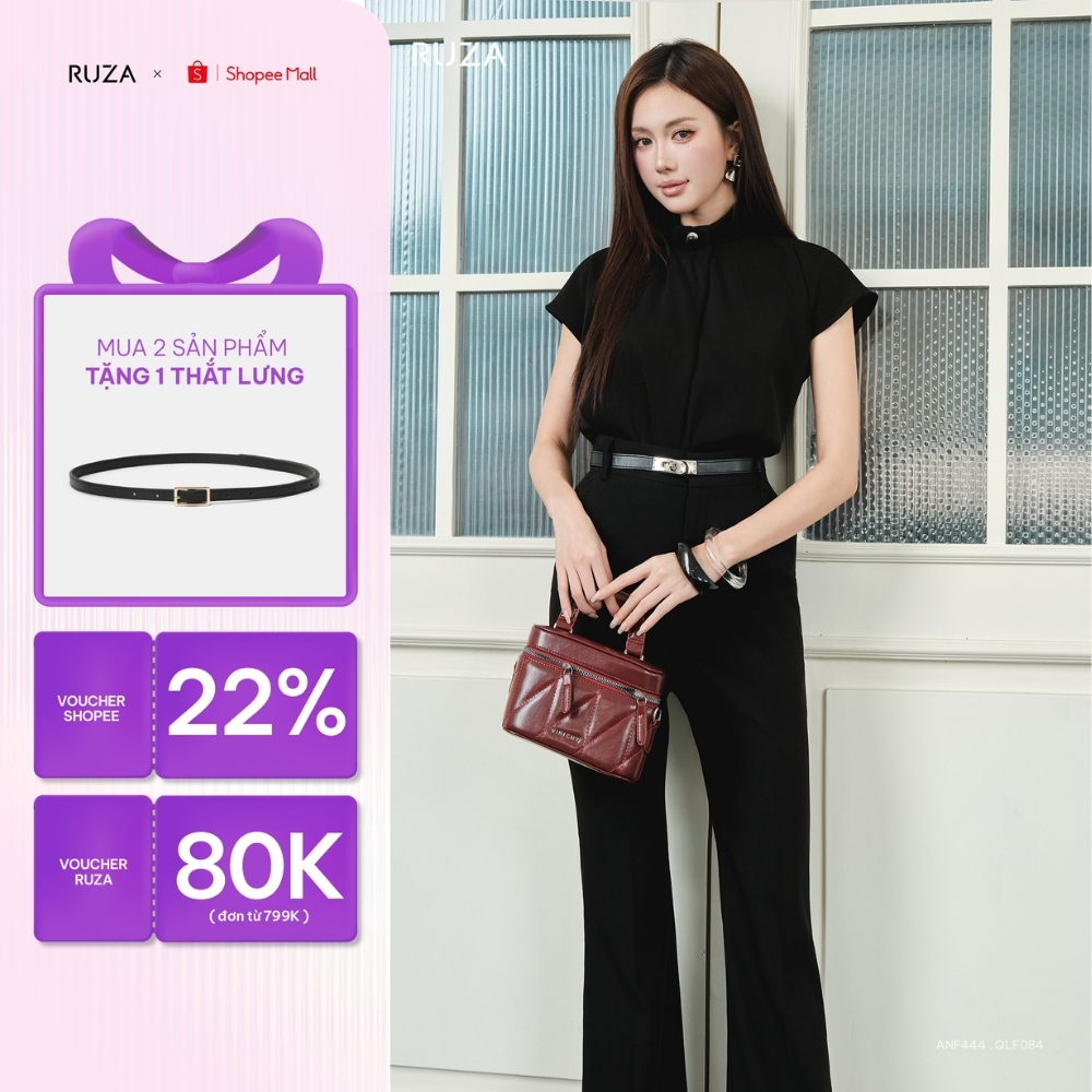Áo sơ mi nữ tay ngắn RUZA kiểu dáng sang trọng thời trang công sở thanh lịch ANF444