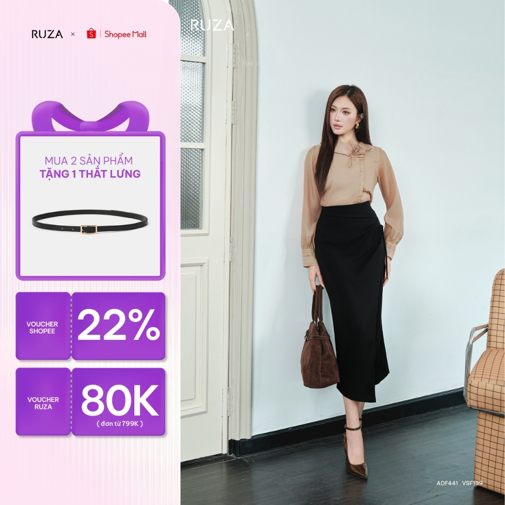 Chân váy suông basic RUZA kiểu dáng sang trọng thanh lịch VSF139 VSF140