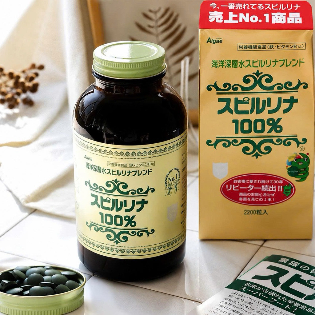 Tảo Xoắn Tem Đỏ Japan Algae Spirulina Nhật Bản 2200 Viên