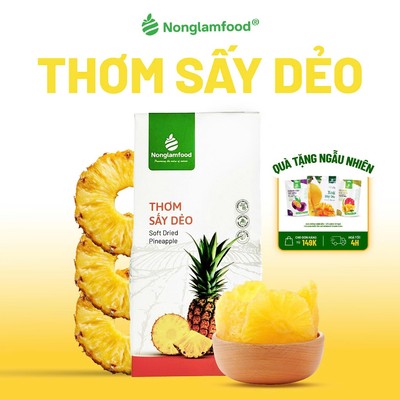 Thơm (Dứa) Sấy Dẻo NONGLAMFOOD Hàng Chuẩn Loại 1 Xuất Khẩu Dẻo Mềm Hộp100g, 200g