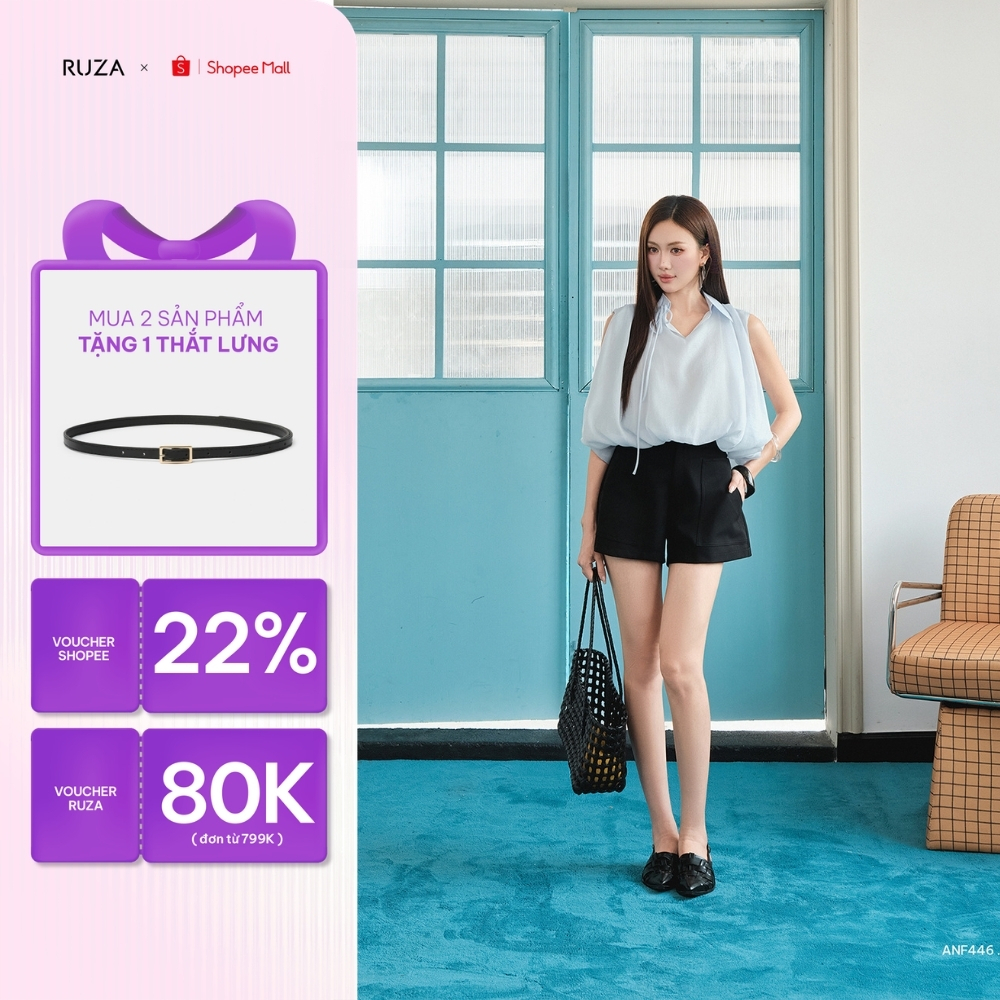 Quần short nữ RUZA lưng cao kiểu dáng công sở QHF111 QHF112