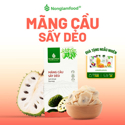 Mãng Cầu Sấy Dẻo NONGLAMFOOD Dẻo Mềm Chua Ngọt Tự Nhiên Trái Cây Sấy Đồ Ăn Vặt Văn Phòng Hộp 100g