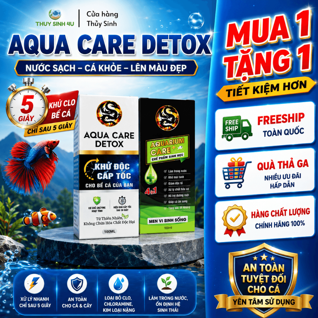 Aqua Care Detox Khử Clo Cấp Tốc - Tặng Vi Sinh Aquarium Care