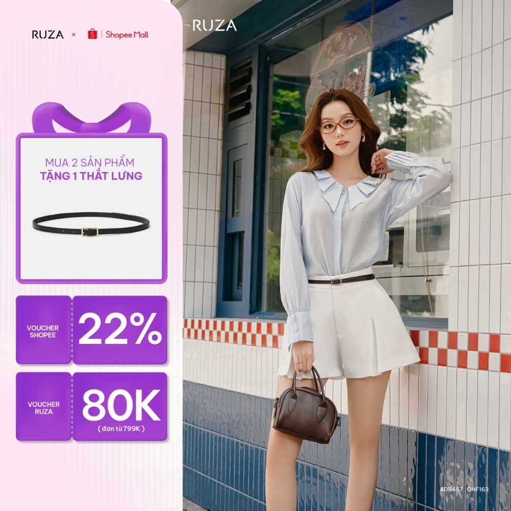 Áo sơ mi nữ tay dài RUZA kiểu dáng sang trọng thời trang công sở thanh lịch ADB457