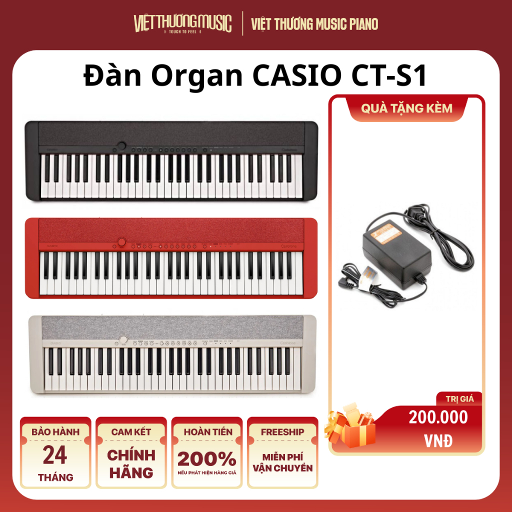 Đàn Organ, Đàn Piano Điện Casio CT-S1 (CTS1) 61 Phím Thiết Kế Nhỏ Gọn, Tiện Lợi - Việt Thương Music