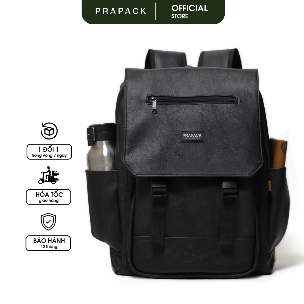 Balo Da Pu Thời Trang 2 Khóa Cài Premium - BL193