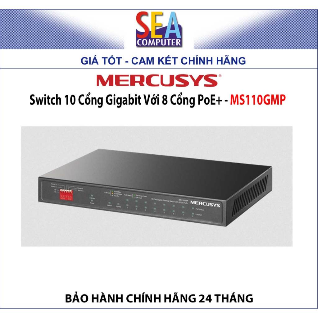Mercusys Switch 10 Cổng Gigabit Với 8 Cổng PoE+ - MS110GMP