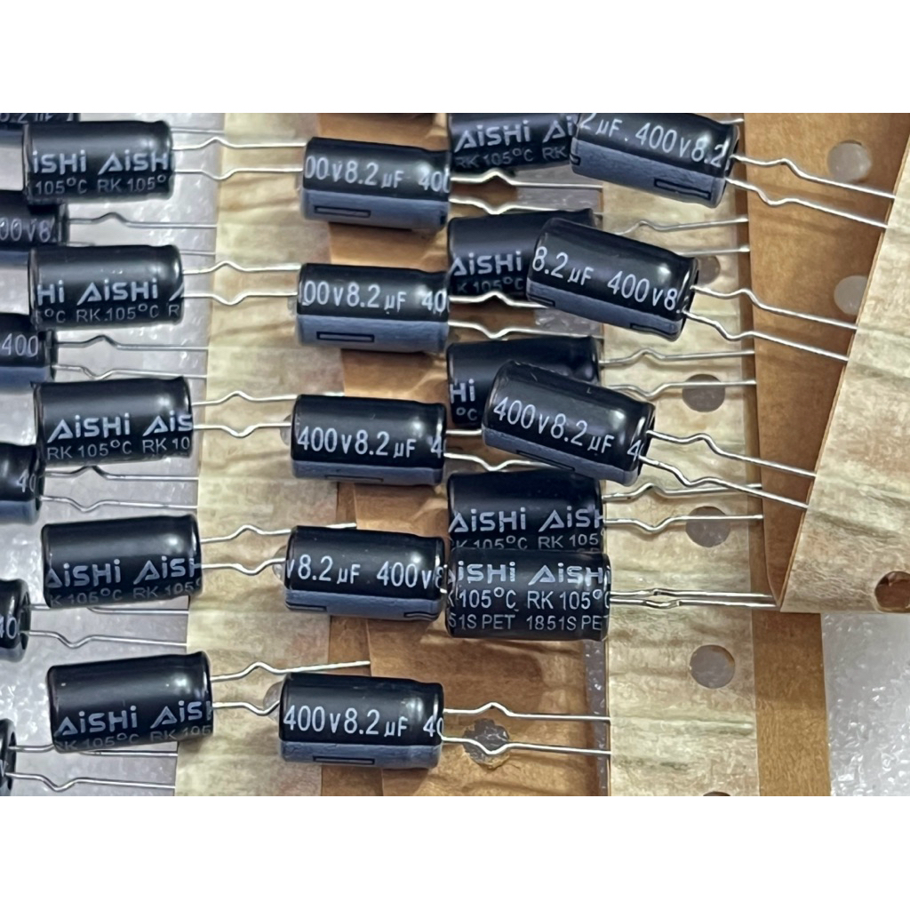 [ 20 con ] TỤ NGUỒN 8.2UF 400V 8.2UF , 400V8.2UF , 8.2UF400V Hãng Aishi ( 7x12mm )