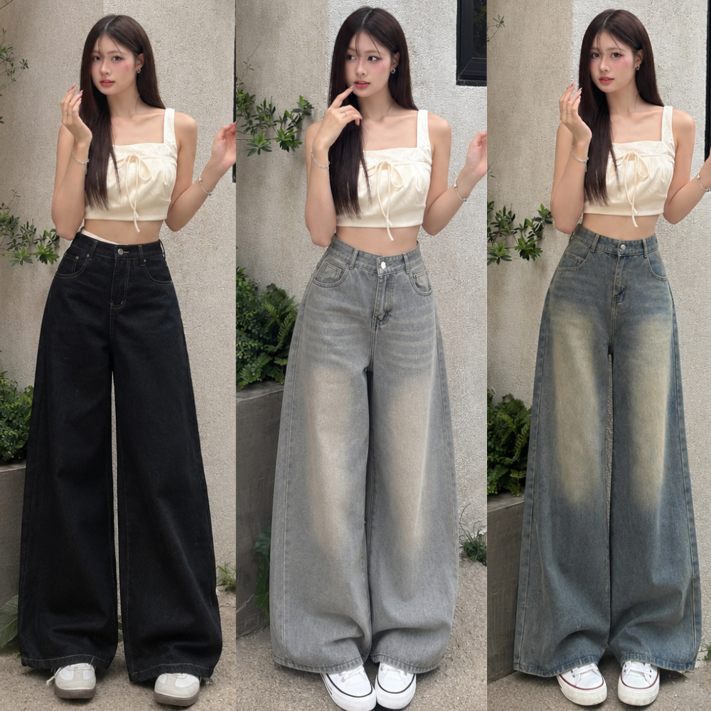 Quần Jean Ống Rộng Suông Ver 3 Nam Nữ MIAA  chất liệu Denim form , Quần bò ống rộng nữ ống rộng 33cm