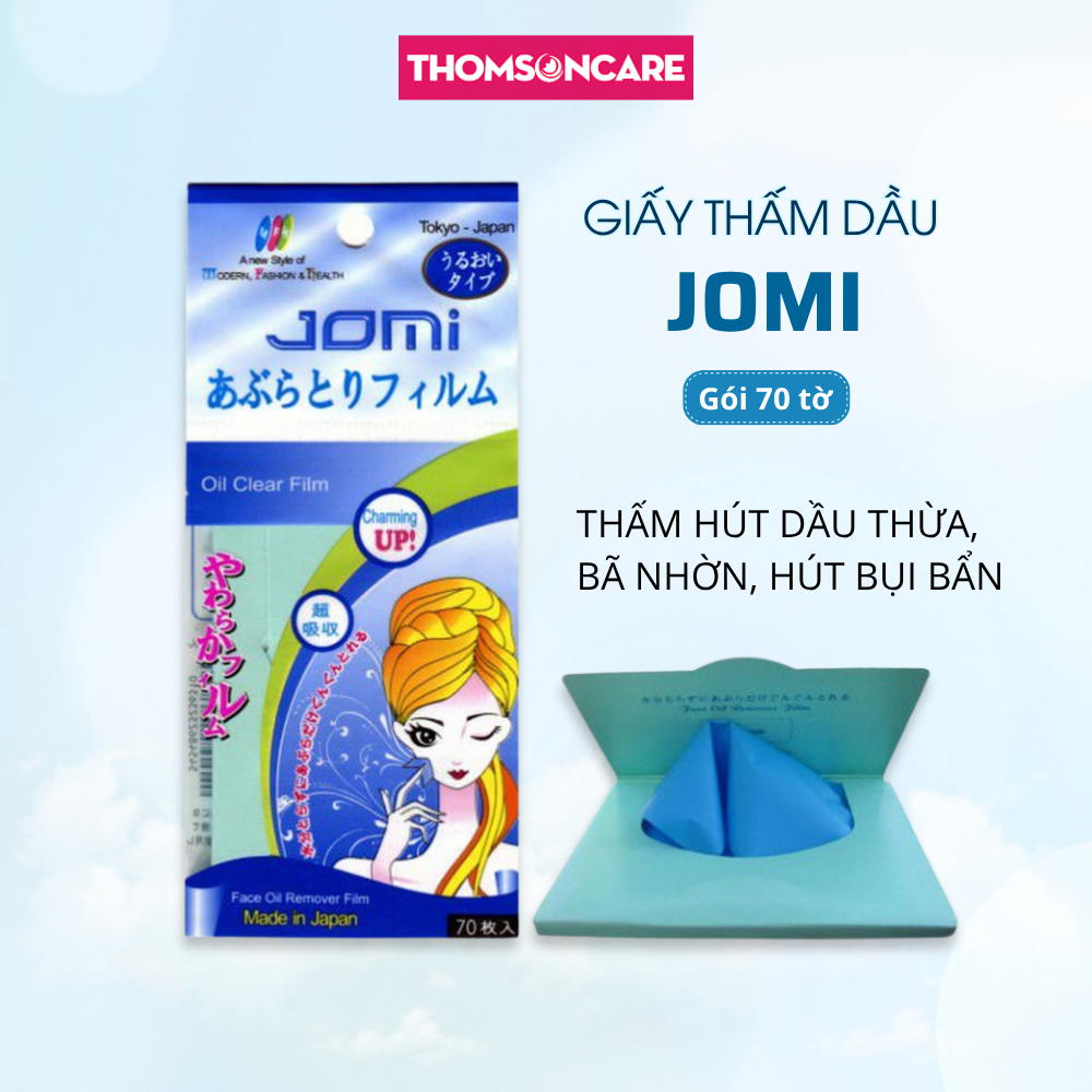 Giấy thấm dầu da mặt Jomi 70 tờ Nhật Bản, giấy thấm da dầu, phim siêu hút dầu da mặt
