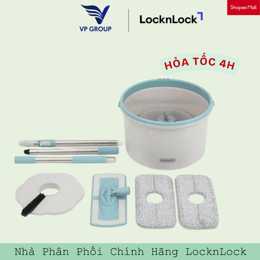 Cây lau nhà LocknLock Compact Spin Mop - 2.5L ETM973 màu Xanh (Hàng chính hãng)