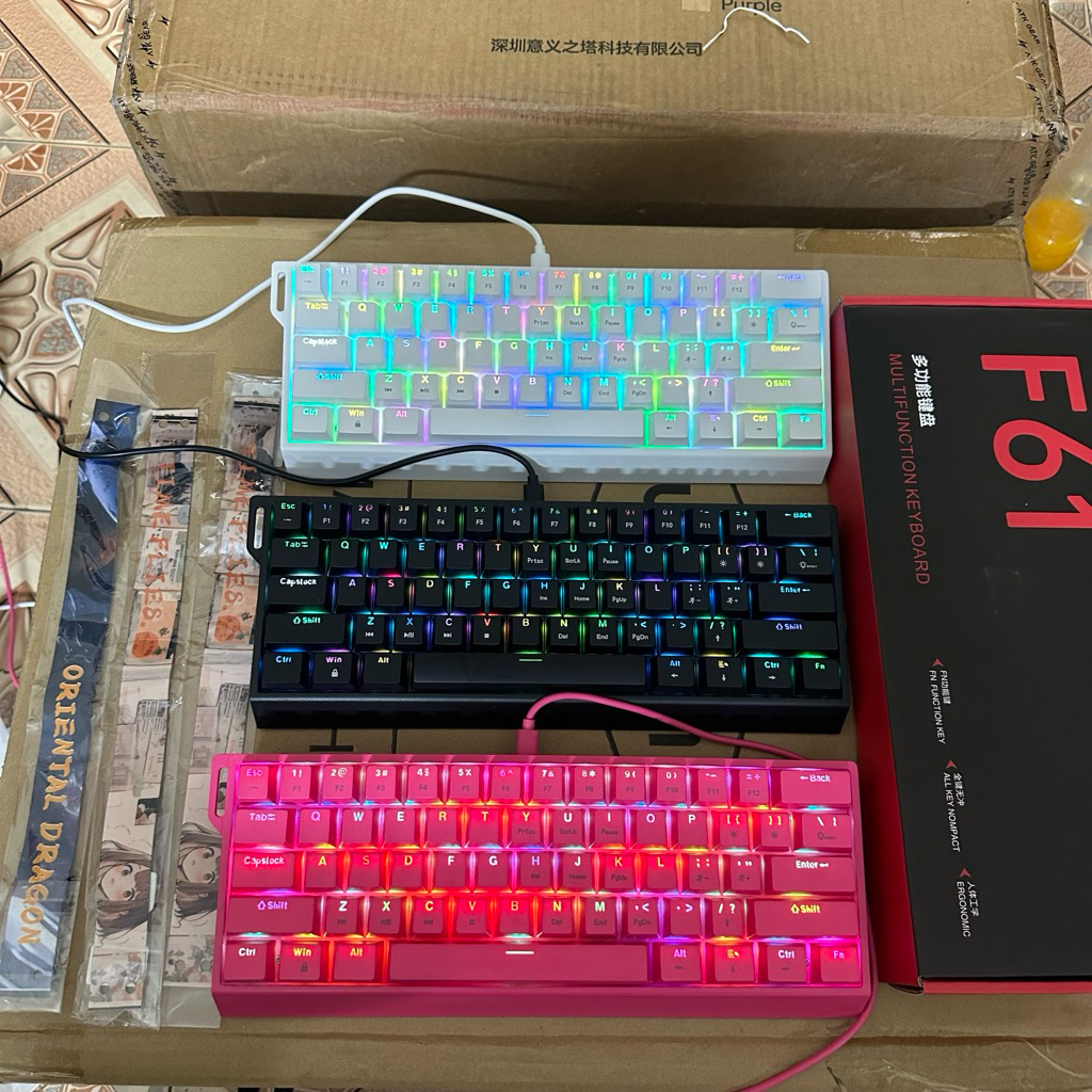 Bàn phím cơ Weiyu F61 | LED RGB | Hotswap | Dây đeo esport - thiết kế công thái họ | BigBuy360 - bigbuy360.vn