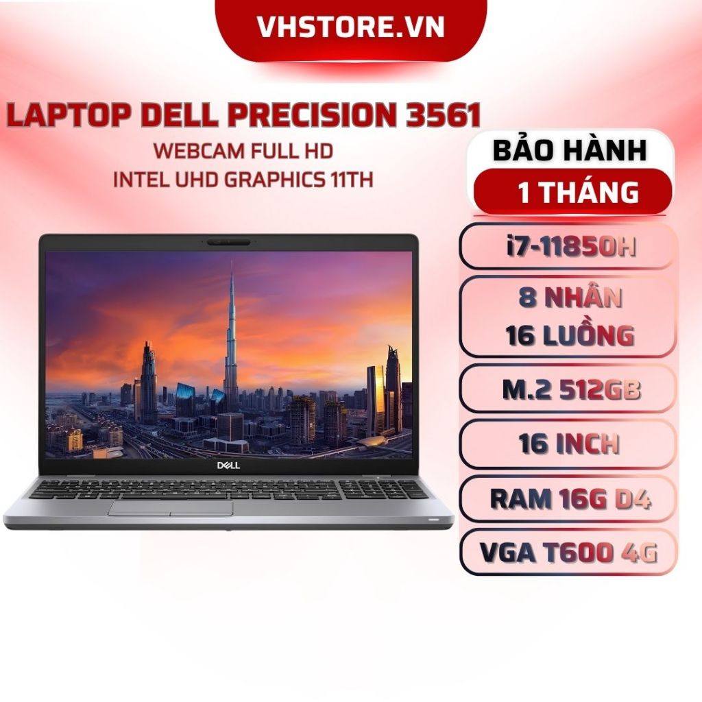 Laptop Dell Precision 3561 i7-11850H RAM16GB SSD512GB T600 - T1200 4GB FHD 15.6 - BẢO HÀNH 1 THÁNG -